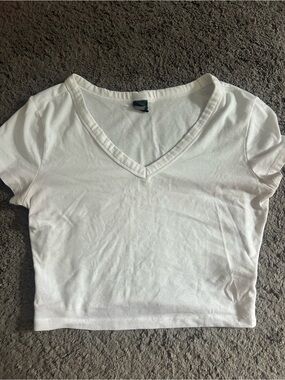 wild fable White V-Neck Crop Top